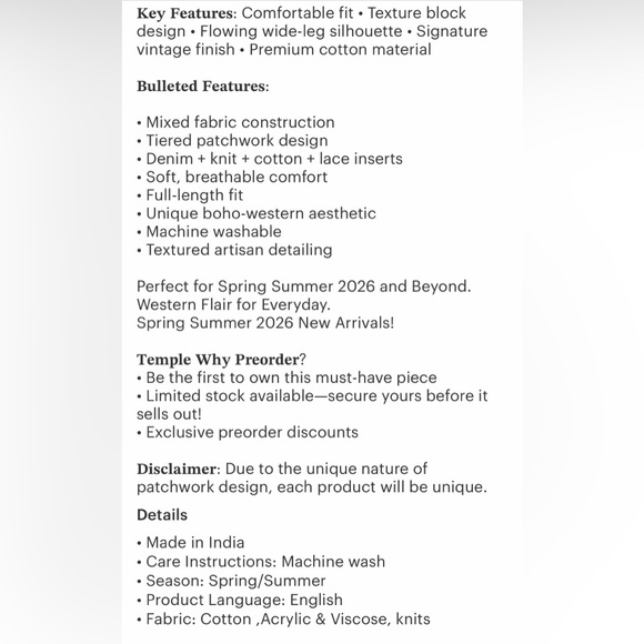 Patchwork Wide Leg Jeans - Blue Flare Palazzo - Picture 2 of 3